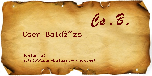 Cser Balázs névjegykártya